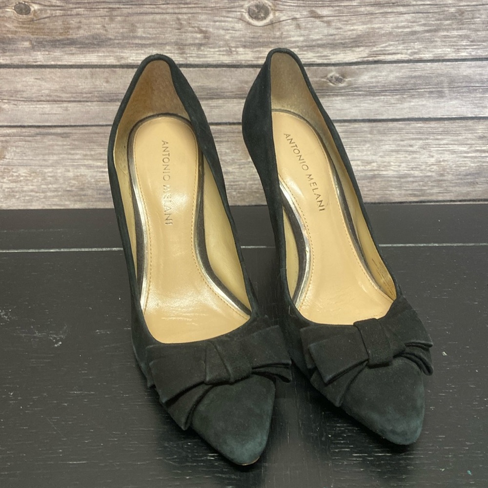 Antonio Melani Black Suede Leather Pumps Sz. 7 1/2